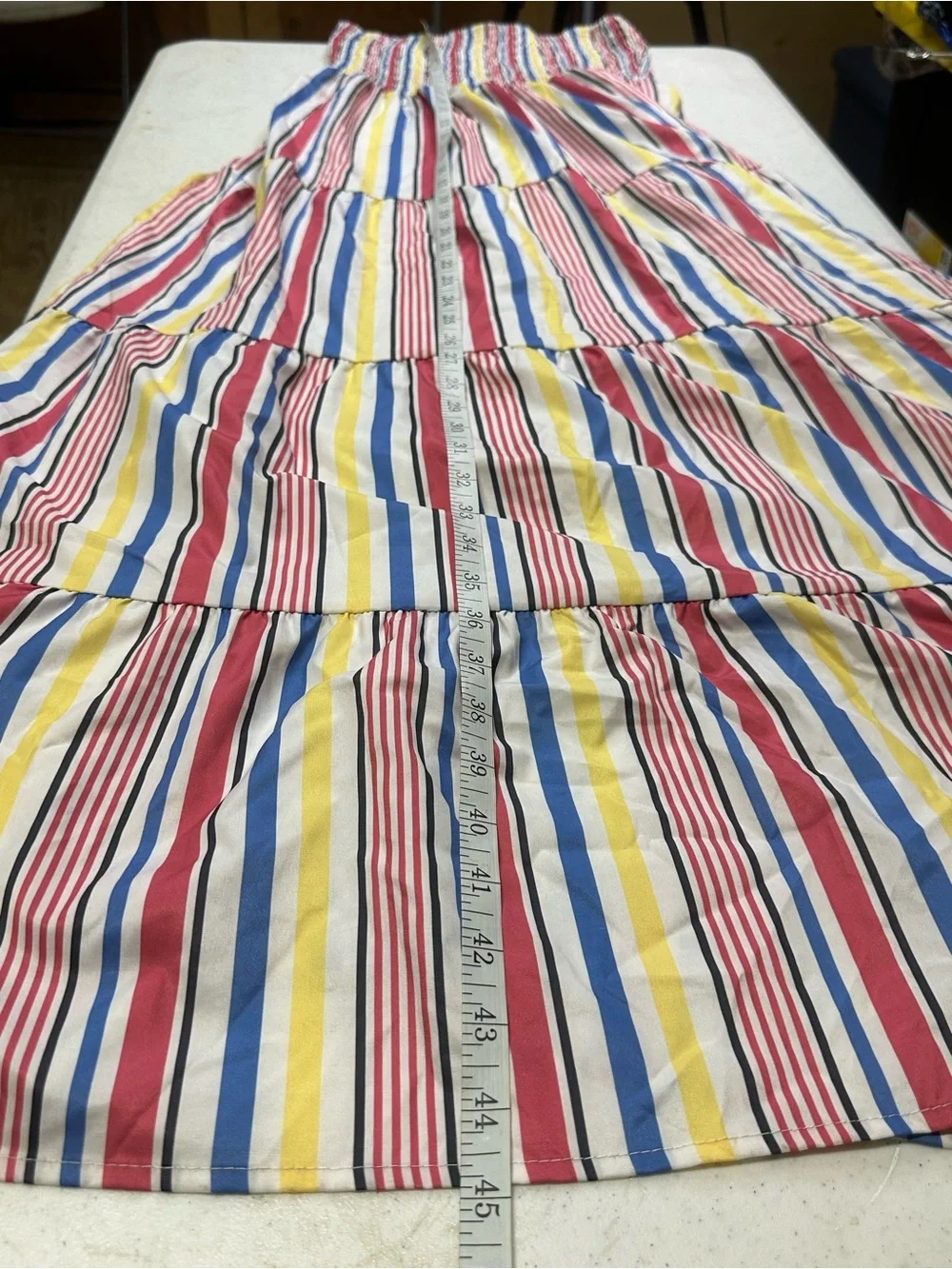 C+D+M Collection Striped Smocked Tie Strap Maxi Dress Large Boho Summer Cotton - Picture 11 of 13